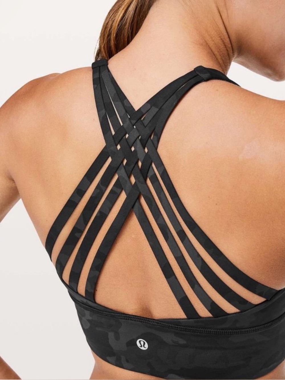 lululemon athletica Strappy Back Sports Bra - Black Camo free to be moved bra